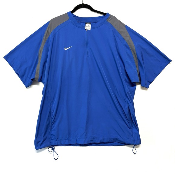 Nike Storm Fit Warm Up Shirt Jacket Short Sleeve Mens XL Blue Windbreaker Golf - Picture 1 of 13